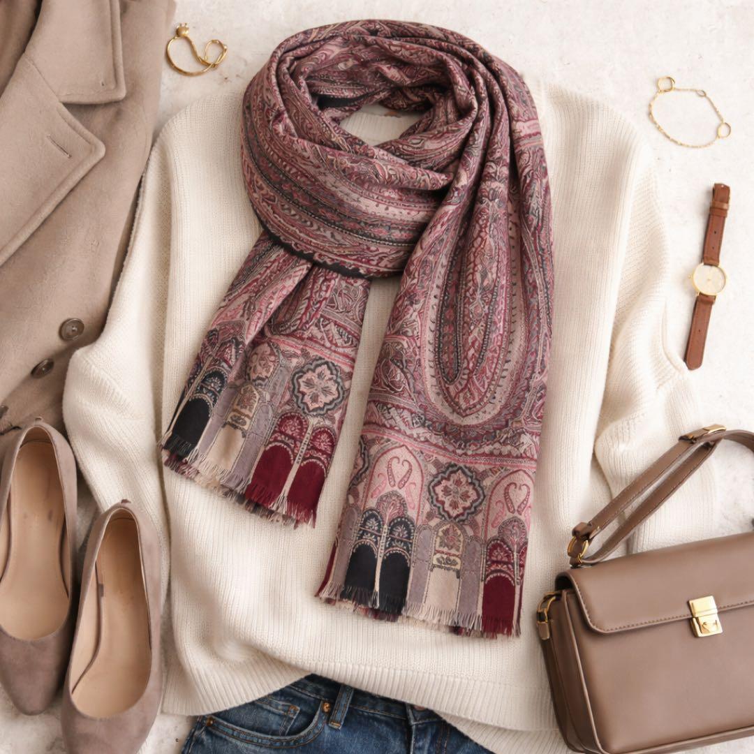 ETRO ペイズリー ストール ウールシルク イタリア製