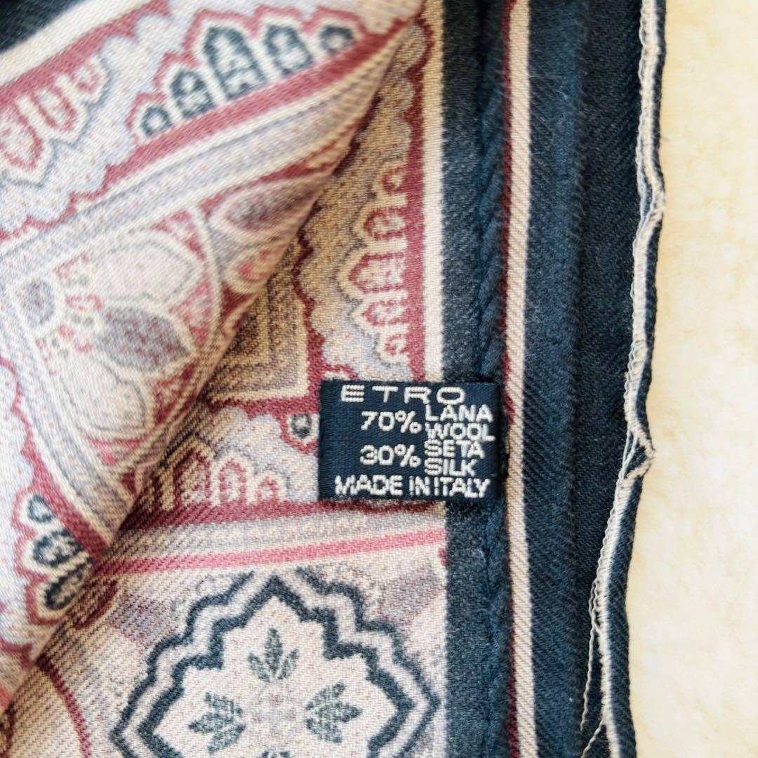 ETRO ペイズリー ストール ウールシルク イタリア製