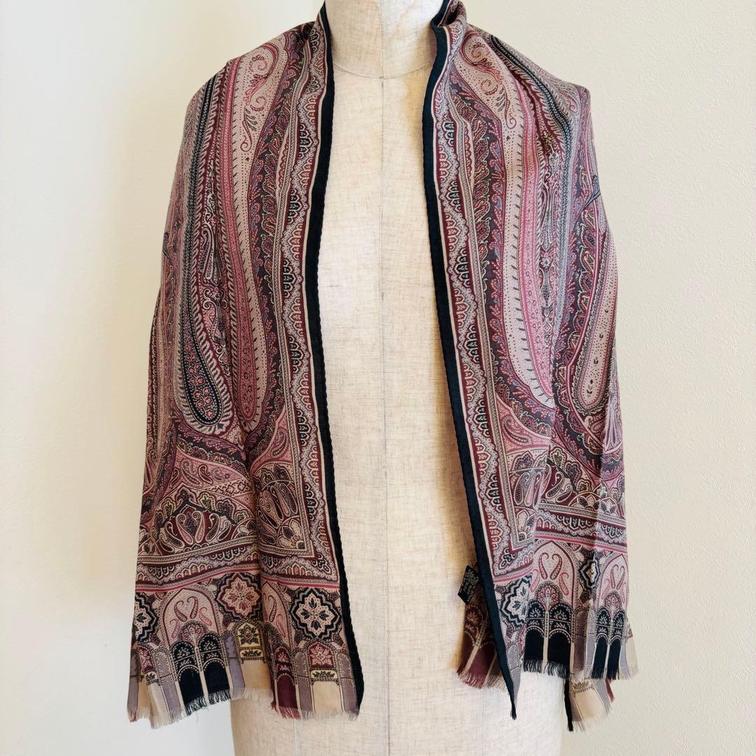 ETRO ペイズリー ストール ウールシルク イタリア製