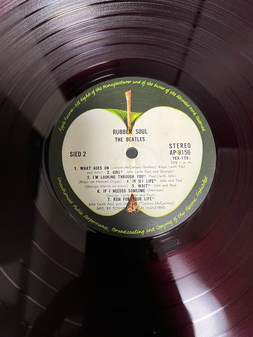 アップル赤盤 ビートルズ 「ラバー・ソウル」帯付　LPレコード　beatles