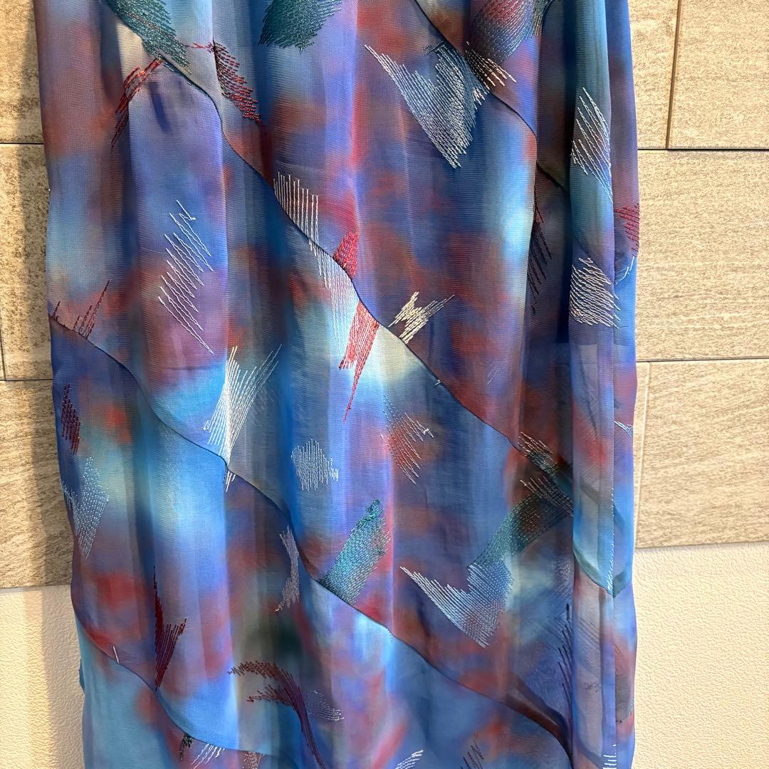 Ameri BLUR SCENERY SPIRAL SKIRT ブルー　M