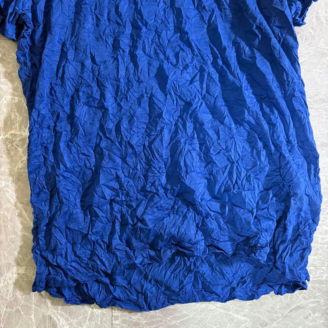 PLEATS PLEASE カットソー　半袖　イッセイミヤケme シワ加工　青