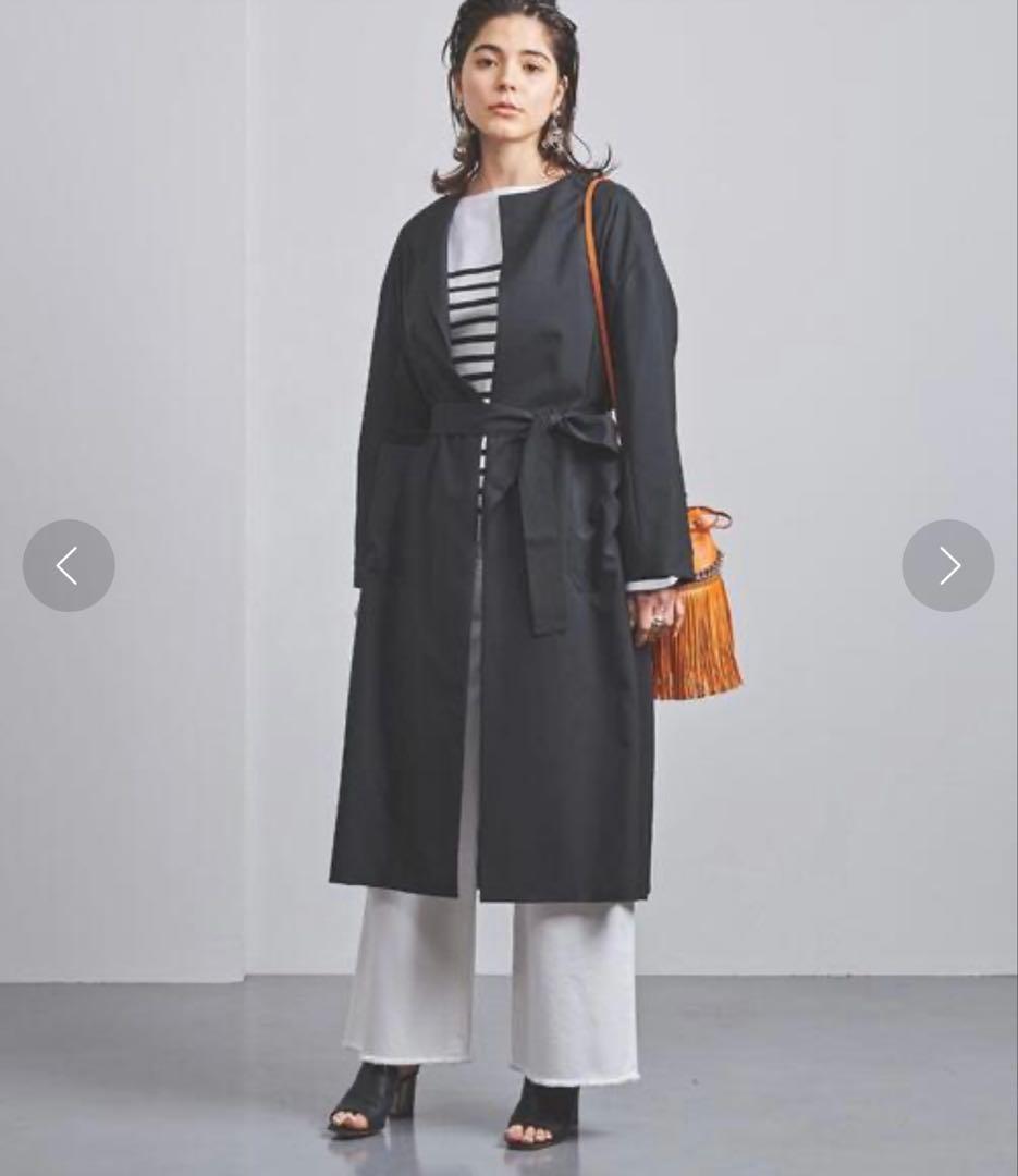 新品　ユナイテッドアローズ ノーカラーコート　春コート　38 M ネイビー