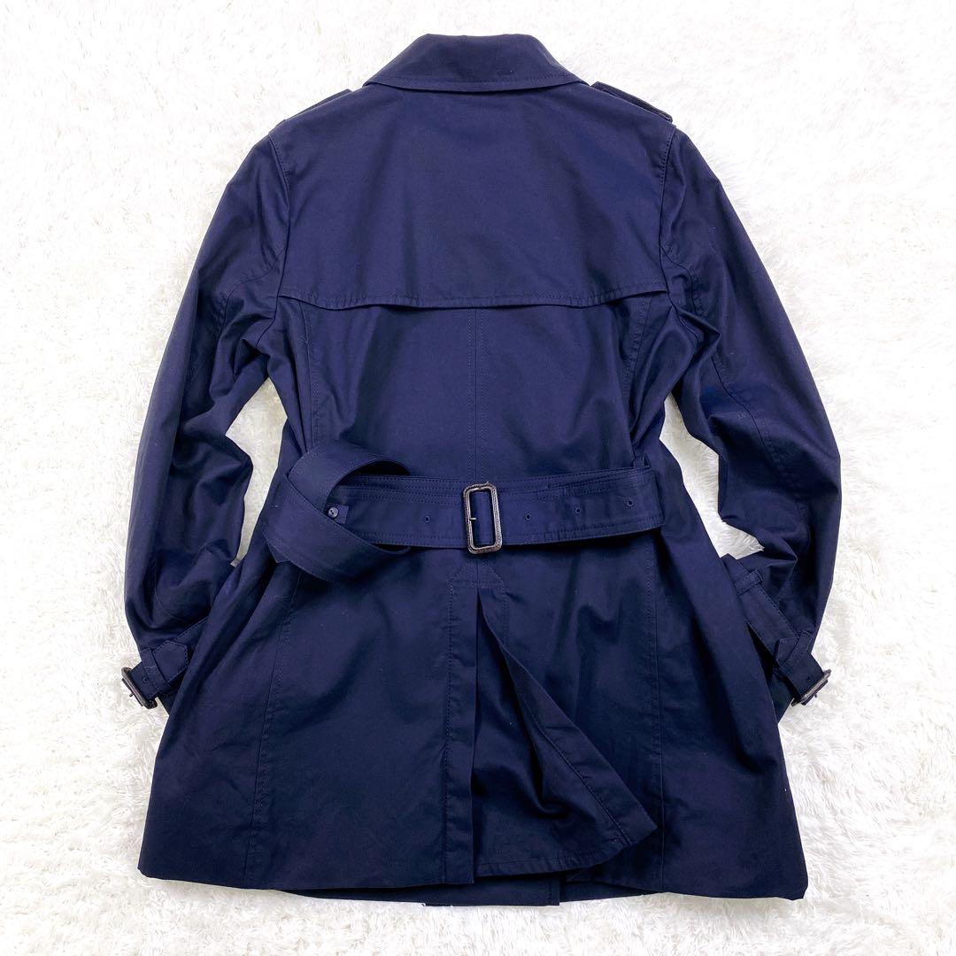 極美品 マッキントッシュ トレンチコート ネイビー チェック ミドル ベルト付き