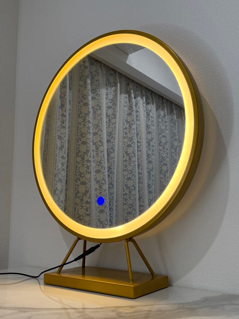 北欧風ドレッサー オシャレ LED鏡 ベロア調 スツール付 化粧台 収納付き