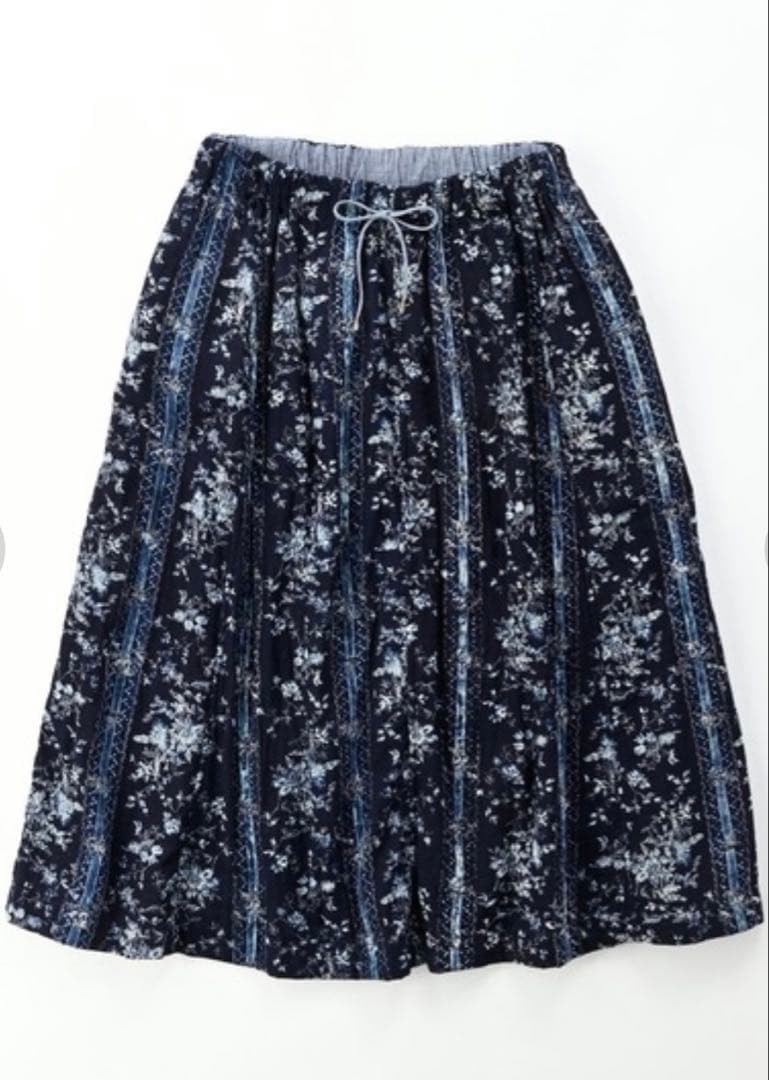 ひめこ★新品【45R 】二重織かごフラワー スカート インディゴ