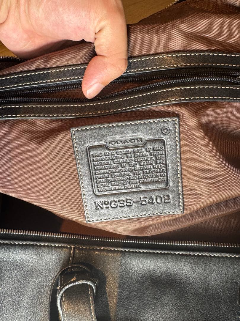 COACH オールレザー ボストンバッグ　2way ショルダー付き 黒　5402