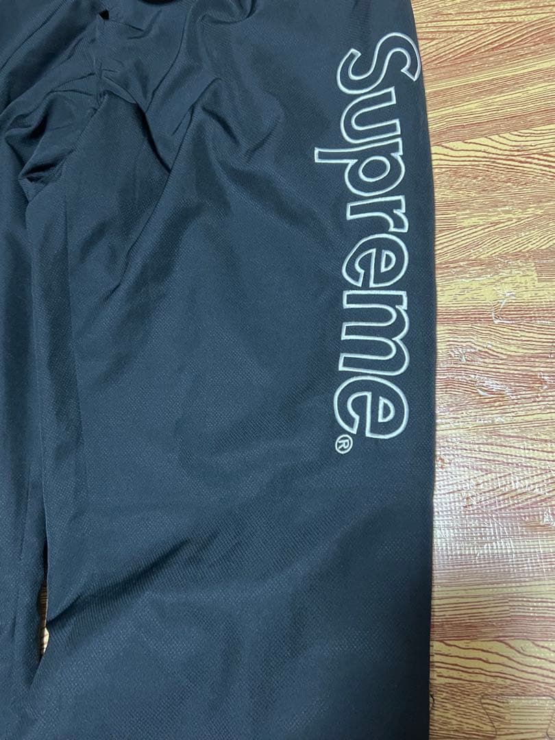 Supreme✕ラコステ 黒 ロゴ入りナイロンパンツ　Lサイズ
