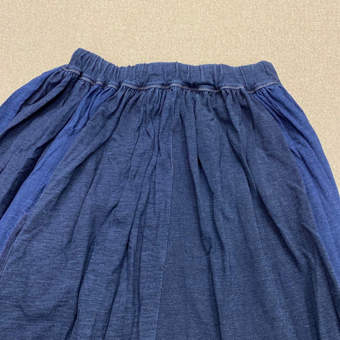 i222◯ 45R パッチワーク コットンスカート インディゴ