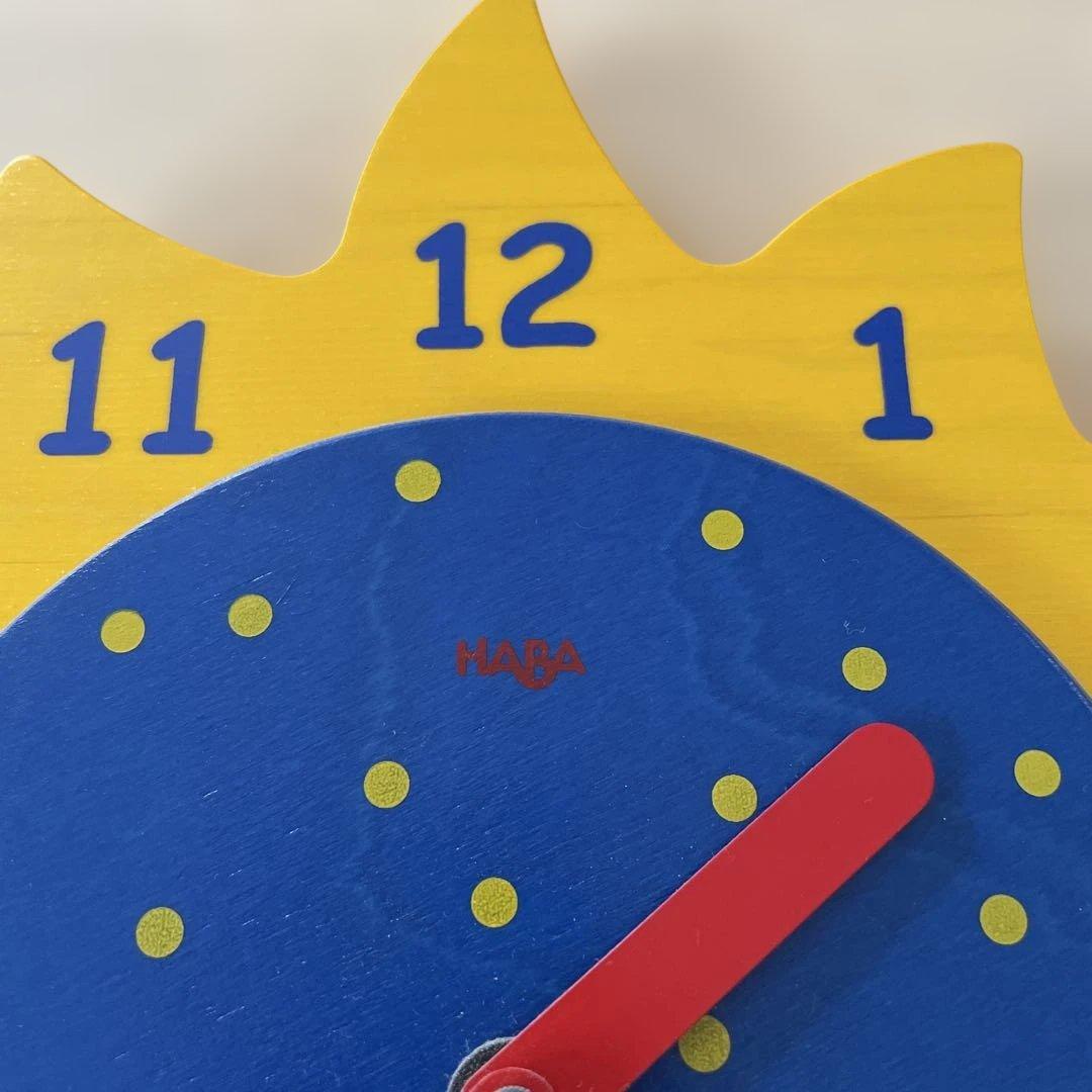 HABA ハバ 時計 木製 ドイツ製 知育 掛時計 黄色 青 赤 知育玩具 美品