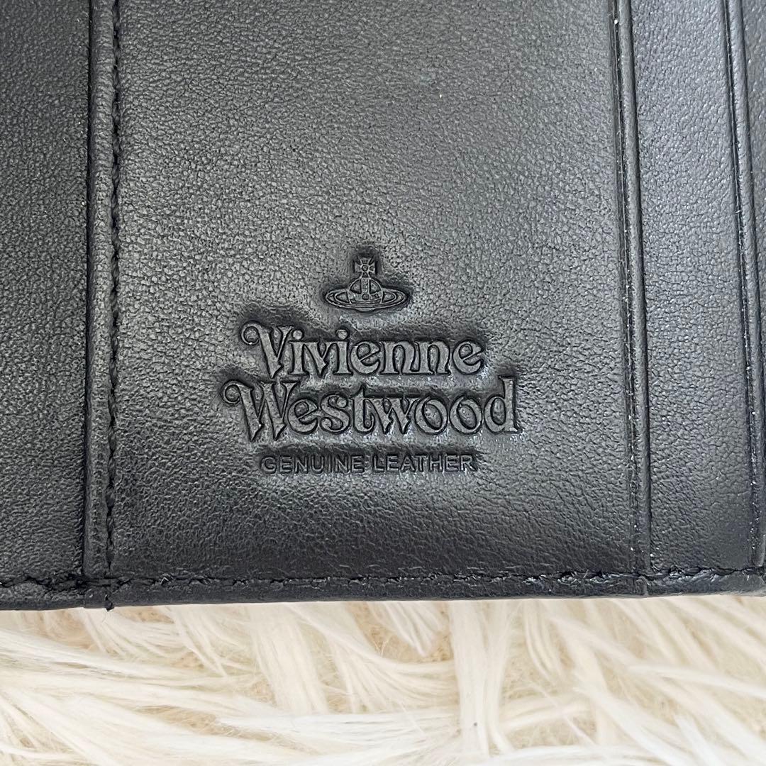 新品✨ヴィヴィアンウエストウッド　三つ折り財布　オーブ　黒　レザー　フロントロゴ