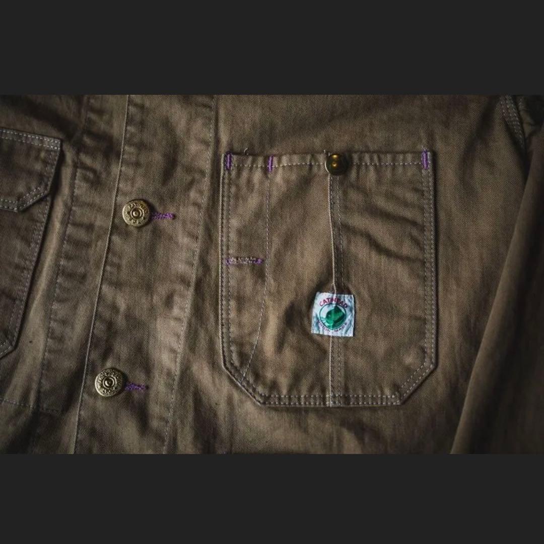 tcb jeans カバーオール カーキ　ドリルCat Head Jacket