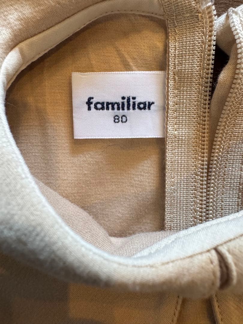 familiar ベージュ刺繍ワンピース 80