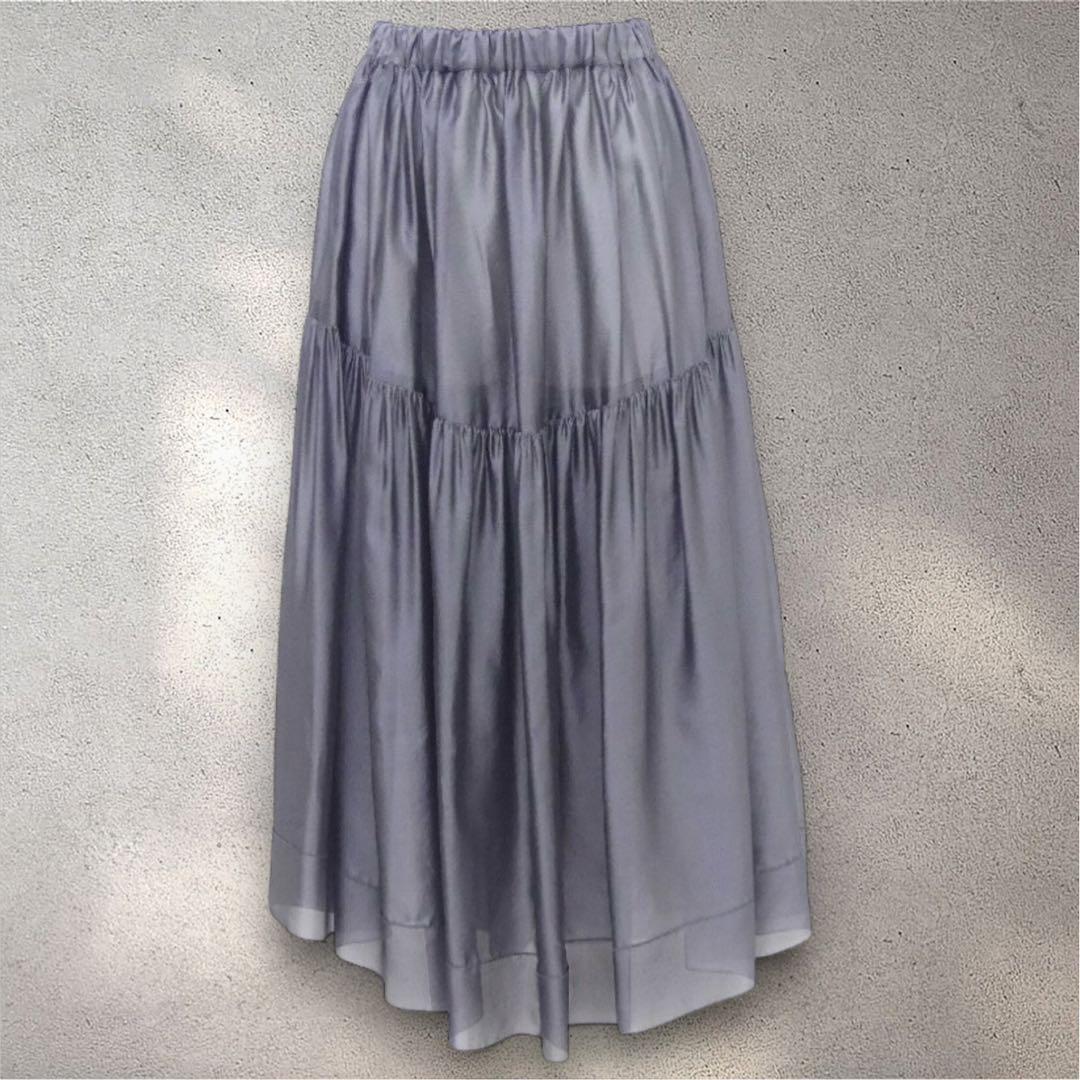 【極美品】✨BLAMINK ブラミンク　シルクギャザーロングスカート　24SS