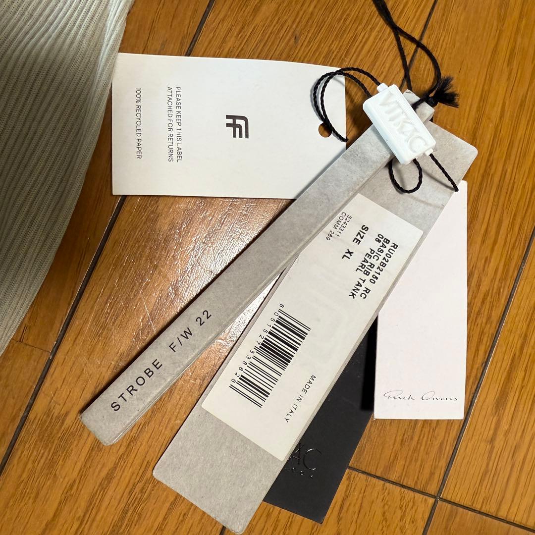 22FW Rick Owens BASIC RIB TANK PEARL シルク