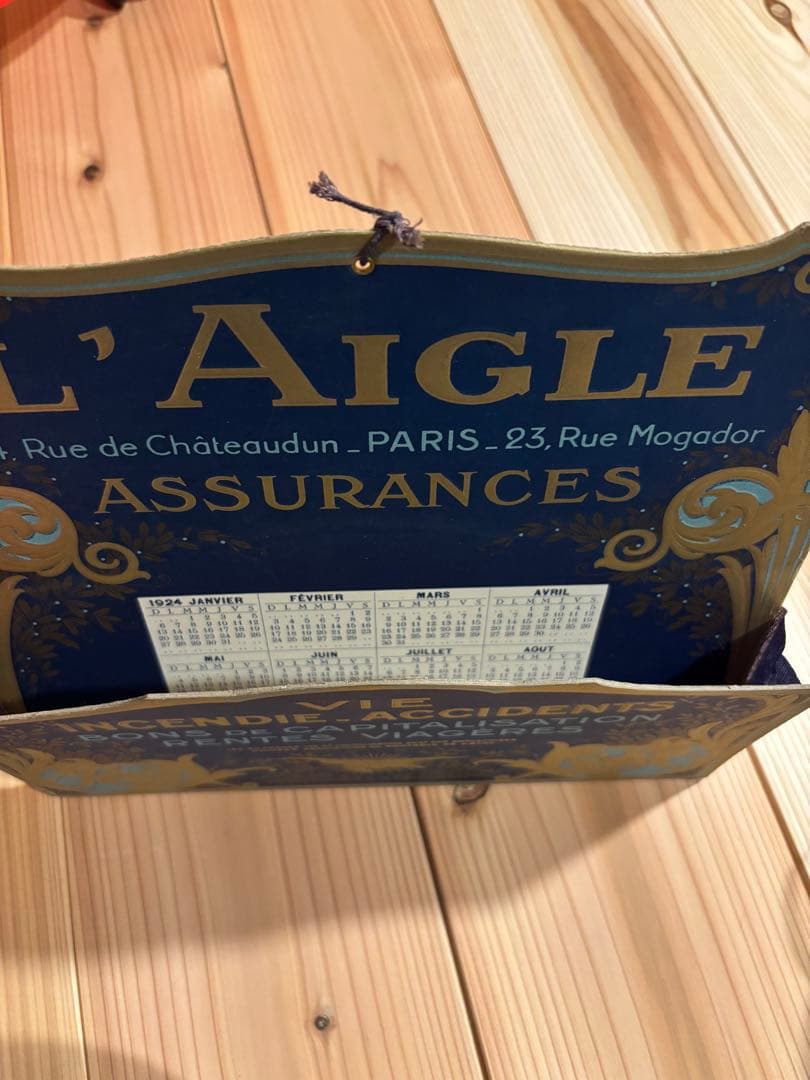 ぷ*ぶ様 フランスアンティーク「L'AIGLE」保険会社サインボード　100年前