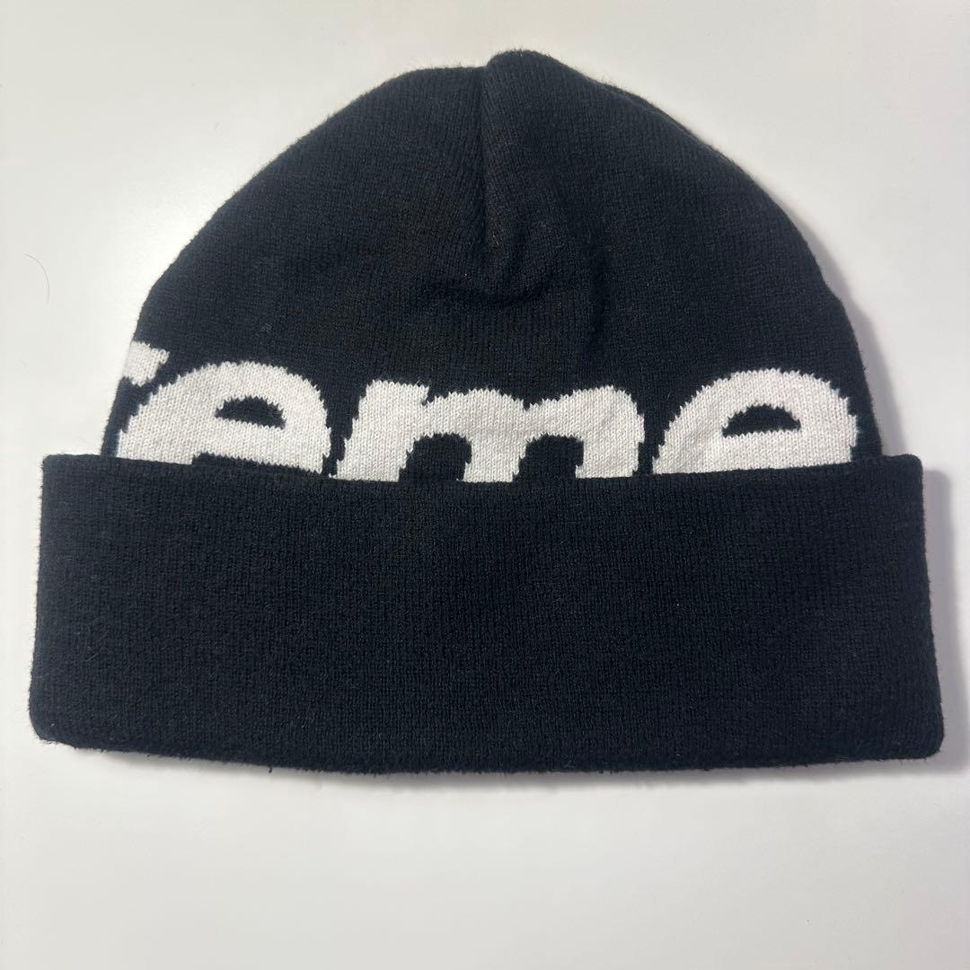 Supreme ロゴ入り ニット帽 ブラック 黒 ビーニー ビックロゴ