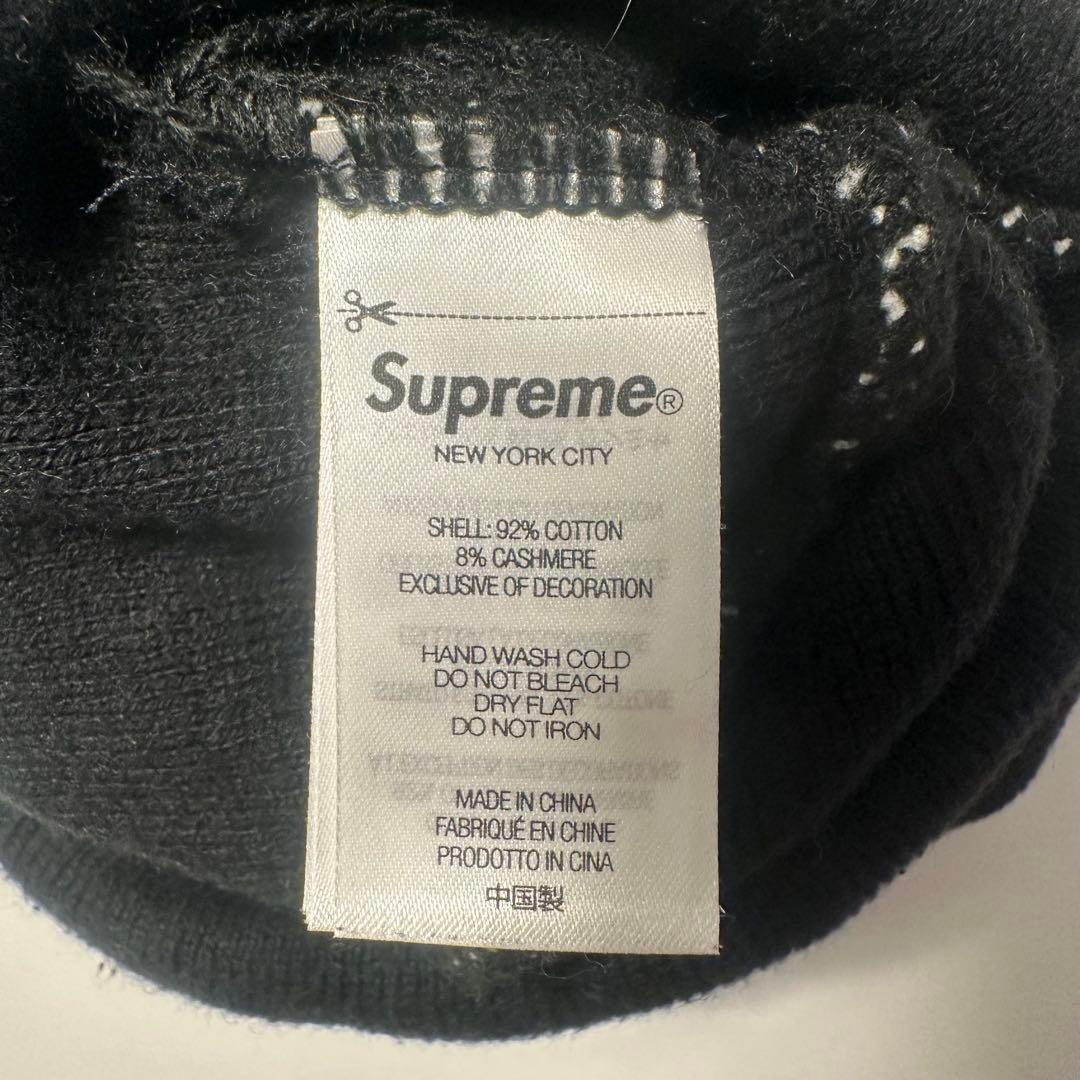 Supreme ロゴ入り ニット帽 ブラック 黒 ビーニー ビックロゴ