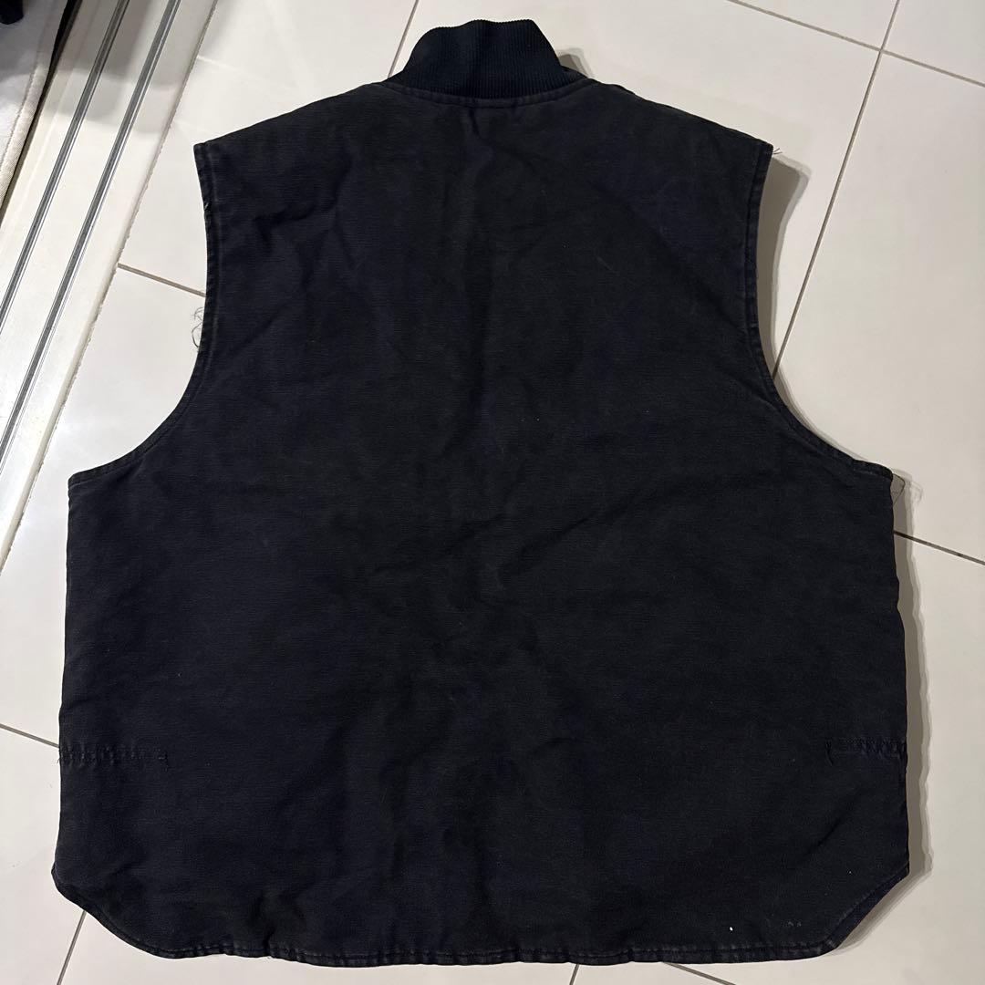 2XL 90s Carhartt ダックベスト 腰ゴム VQ185 ブラック