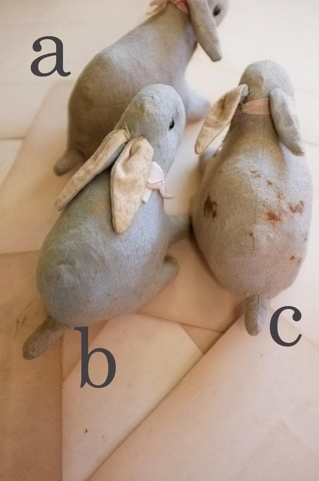 フランス 青いうさぎさんと薔薇色のリボンc ドール テディベア アンティーク