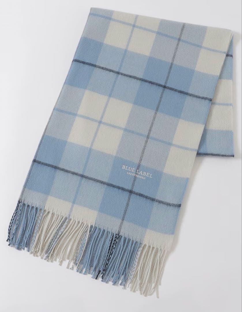 BLUE LABEL チェック柄マフラー 水色