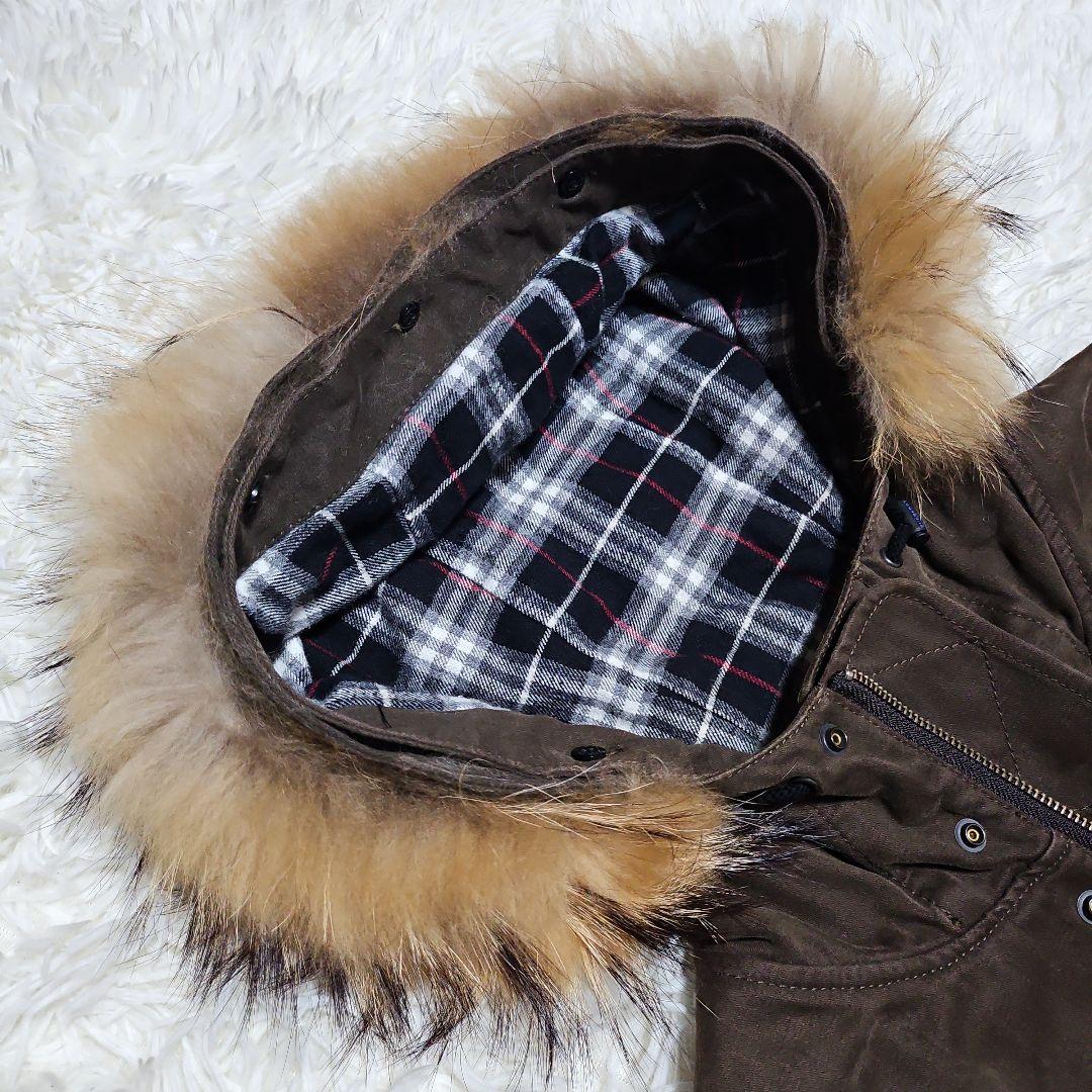 美品 BURBERRY BLUE LABEL モッズコート ラビットファー L