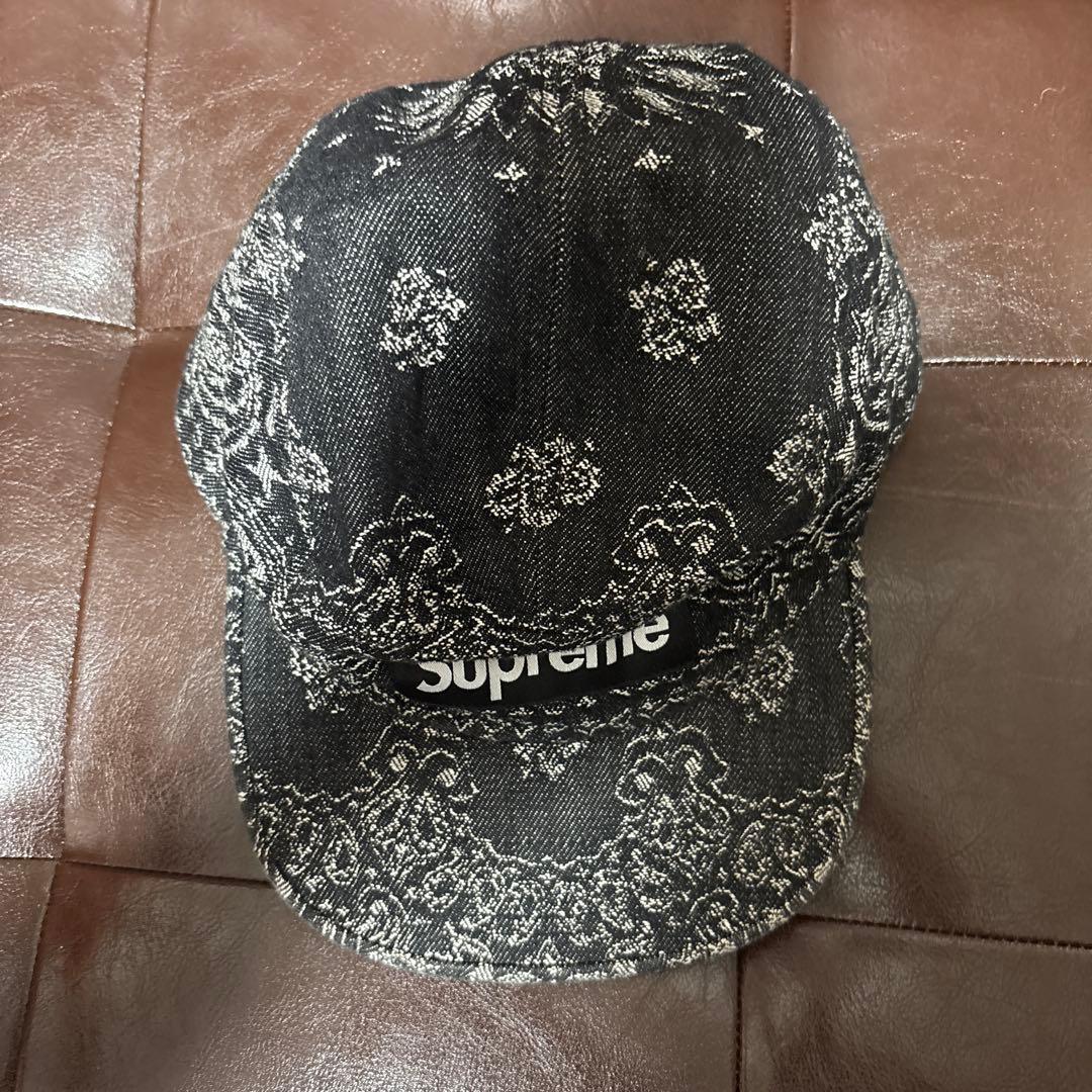 【ムッシュ様】専用Supreme パターン入りキャップ ブラック/ホワイト