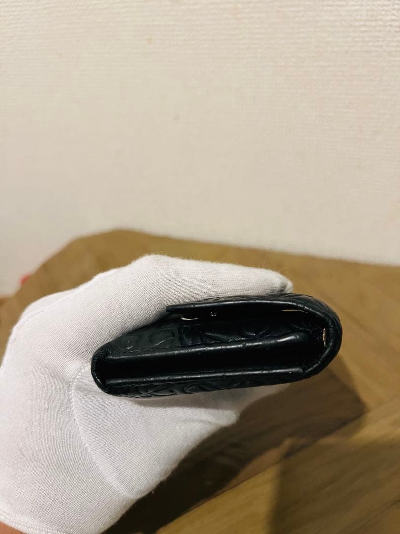 ロエベ 三つ折り財布 アナグラム スモールバーティカルリピート ブラック
