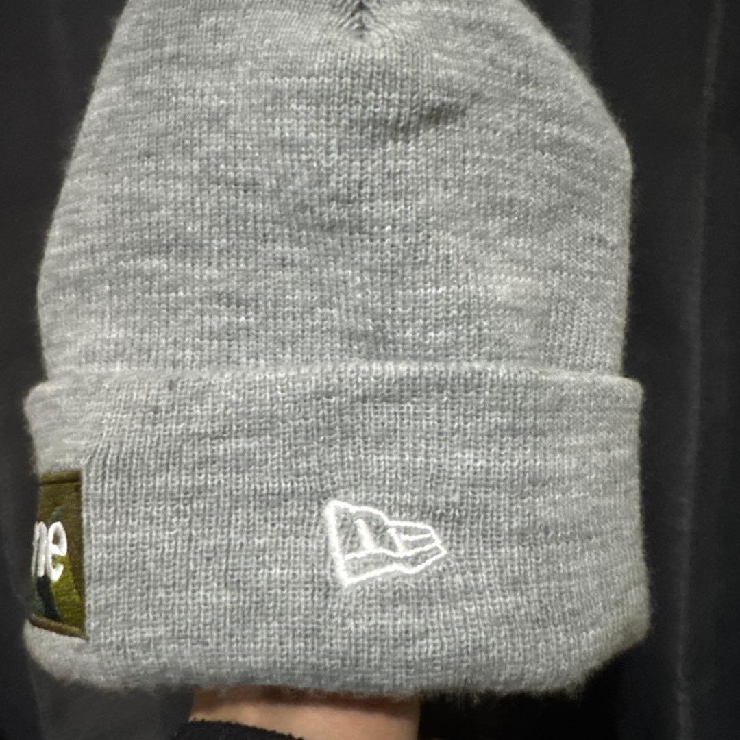 supreme NewEra ボックスロゴ Beanie HeatherGrey