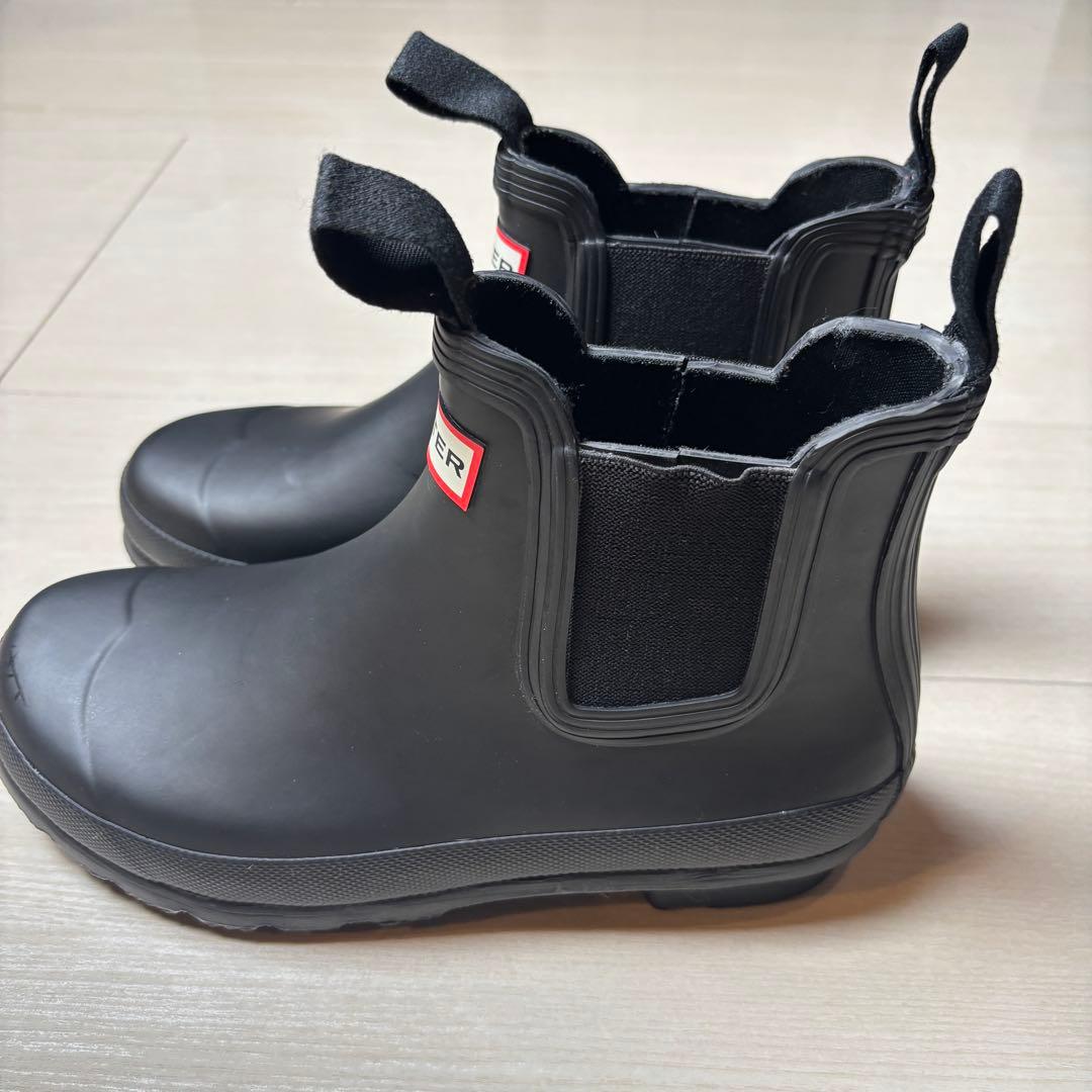 HUNTER ブラック ショートブーツ レインブーツ 24-24.5cm