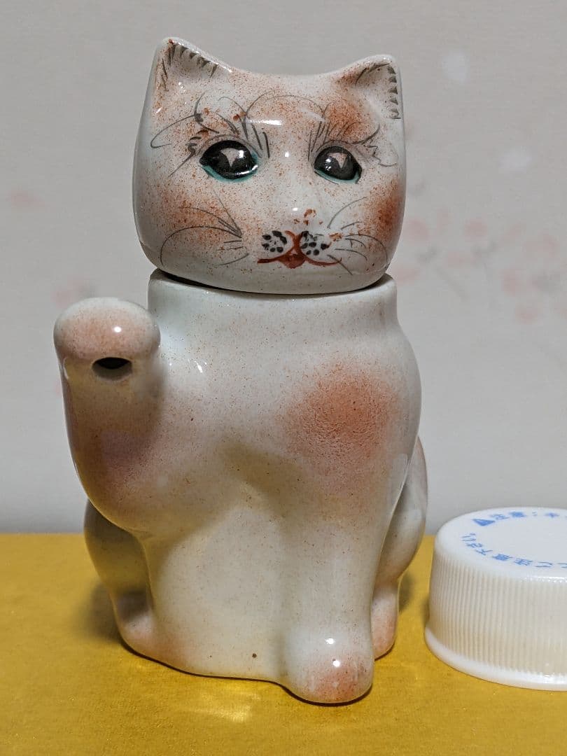 ♦中国 古玩 招き猫 自在 猫形 水注 急須 茶道具 置物飾り 骨董品 古美術品
