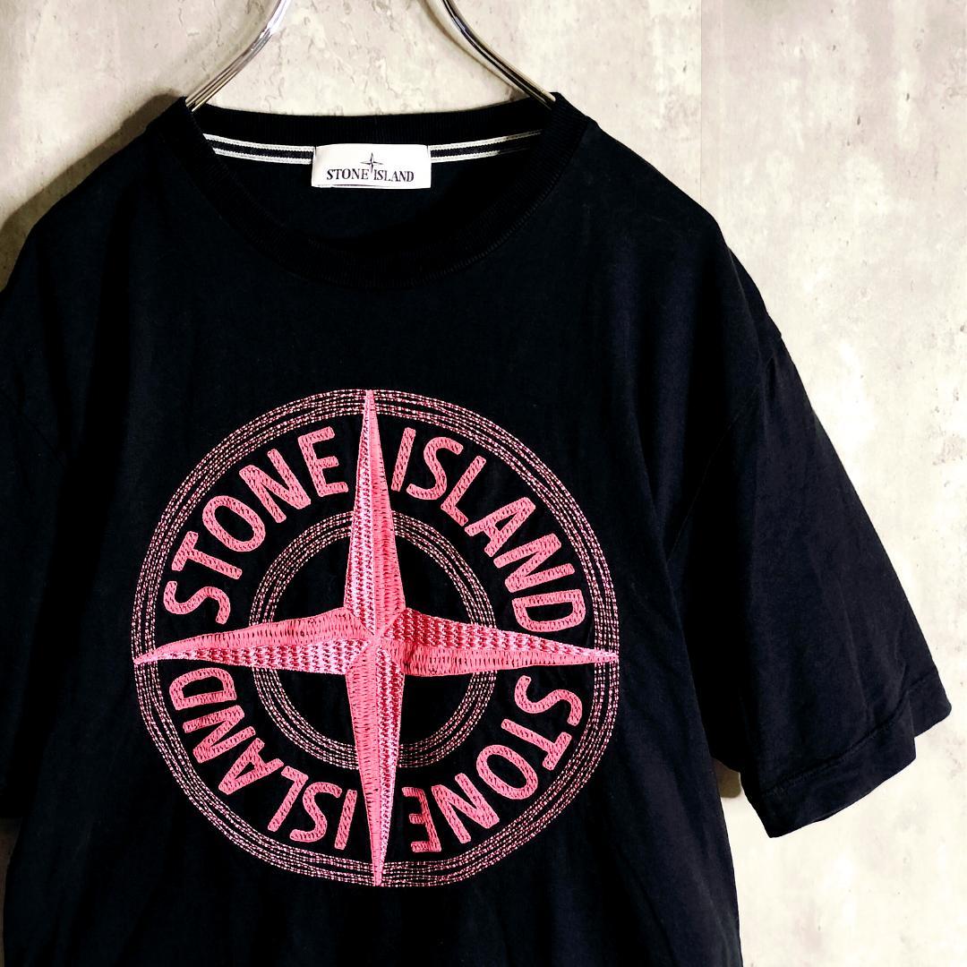 【美品】ストーンアイランド センターコンパスビッグロゴ 刺繍 半袖Tシャツ M