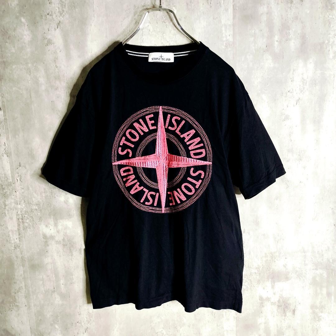 【美品】ストーンアイランド センターコンパスビッグロゴ 刺繍 半袖Tシャツ M
