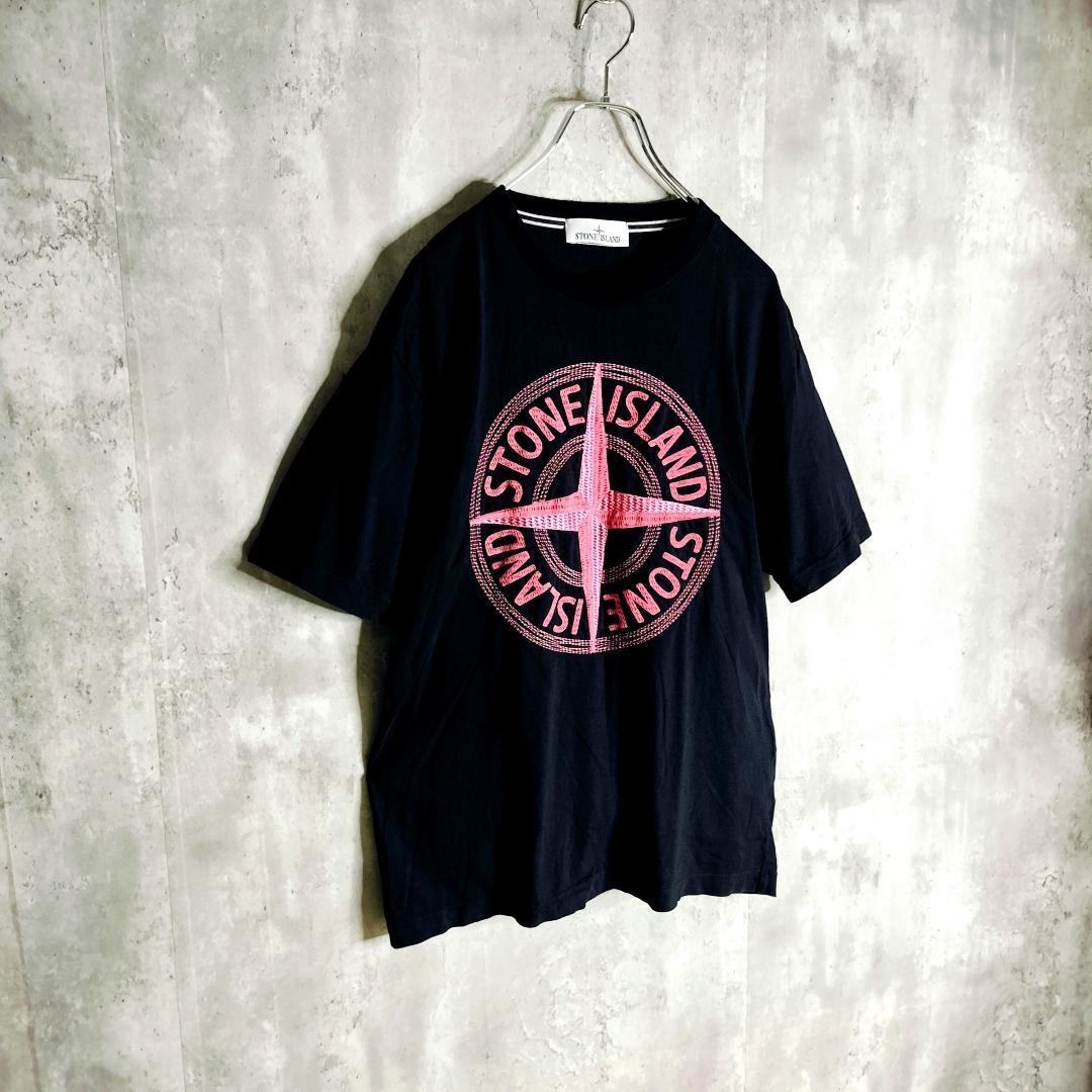 【美品】ストーンアイランド センターコンパスビッグロゴ 刺繍 半袖Tシャツ M