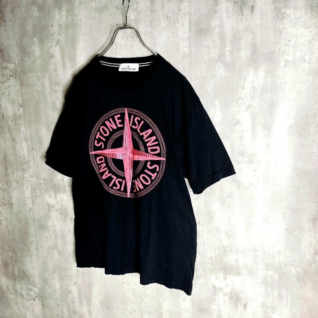 【美品】ストーンアイランド センターコンパスビッグロゴ 刺繍 半袖Tシャツ M