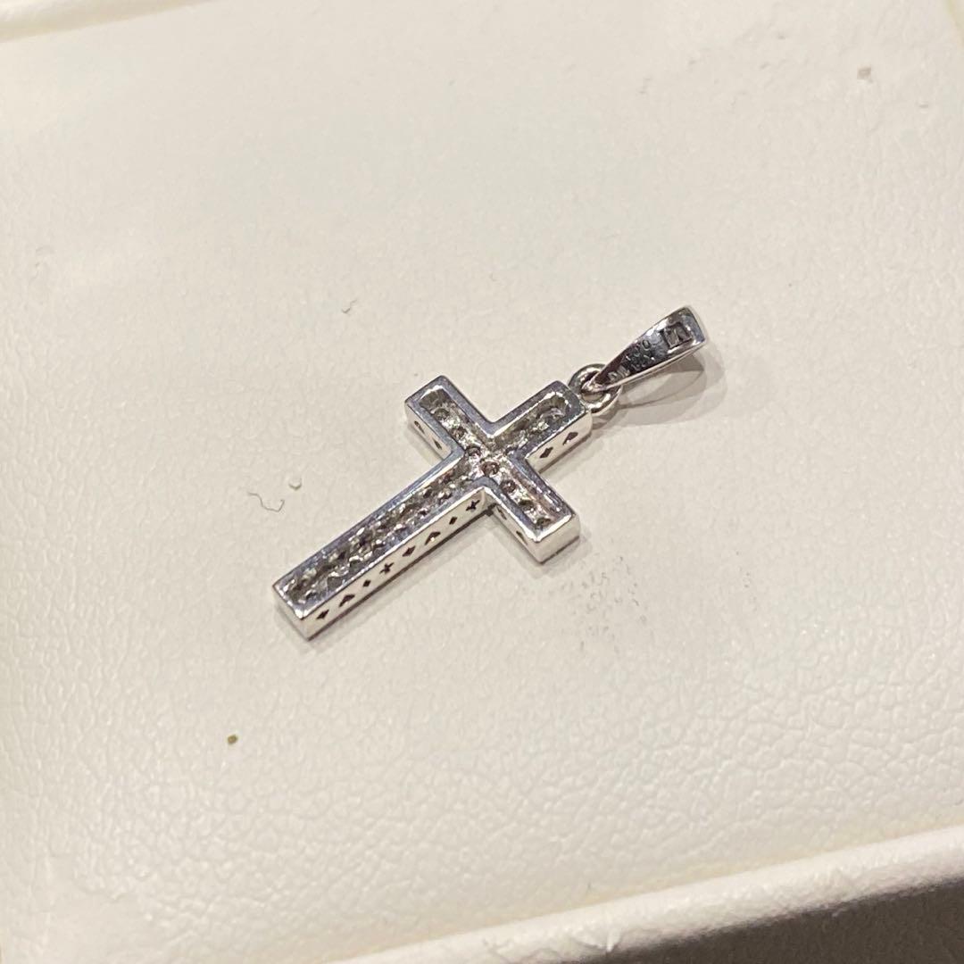 高級　美品　k18 ダイヤ　WG クロス　トップ　ネックレスペンダント