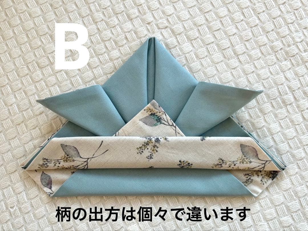 Pベビー袴ハンドメイド　グリーンリーフ柄×ミストブルーグリーン