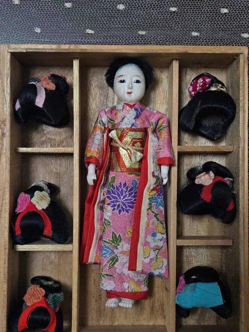 Japanese Doll with 6 Wigs　 日本人形里帰り レア　希少