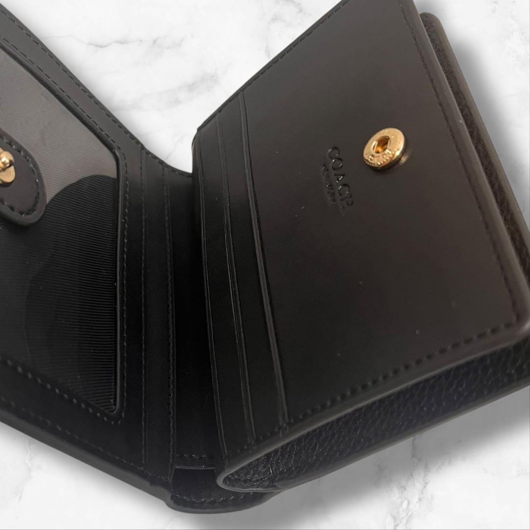 新品✨ COACH コーチ 二つ折り財布 ブラック 黒 コンパクトウォレット