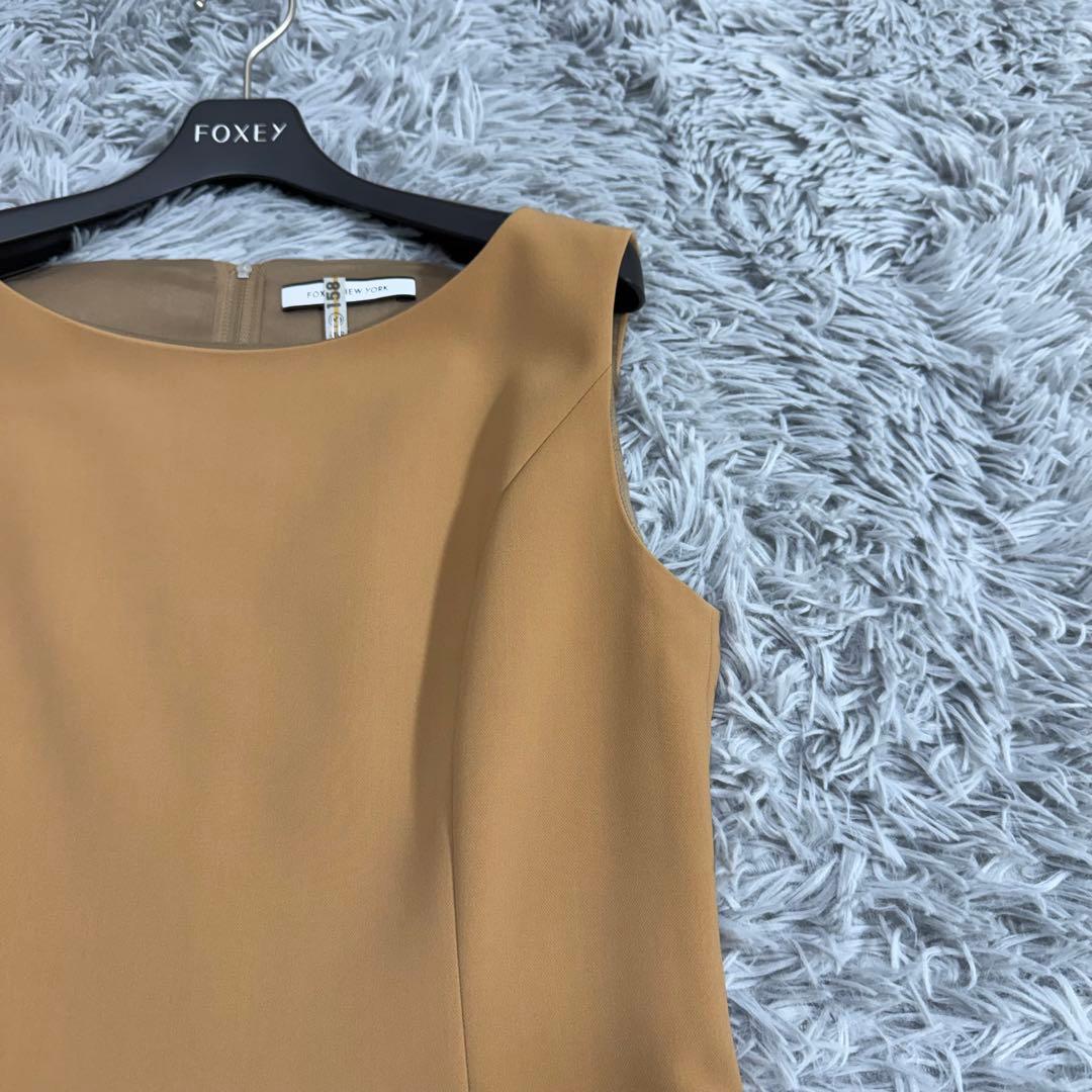 美品✨人気 フォクシー Aラインフレアワンピース タック＆ギャザードレス 40