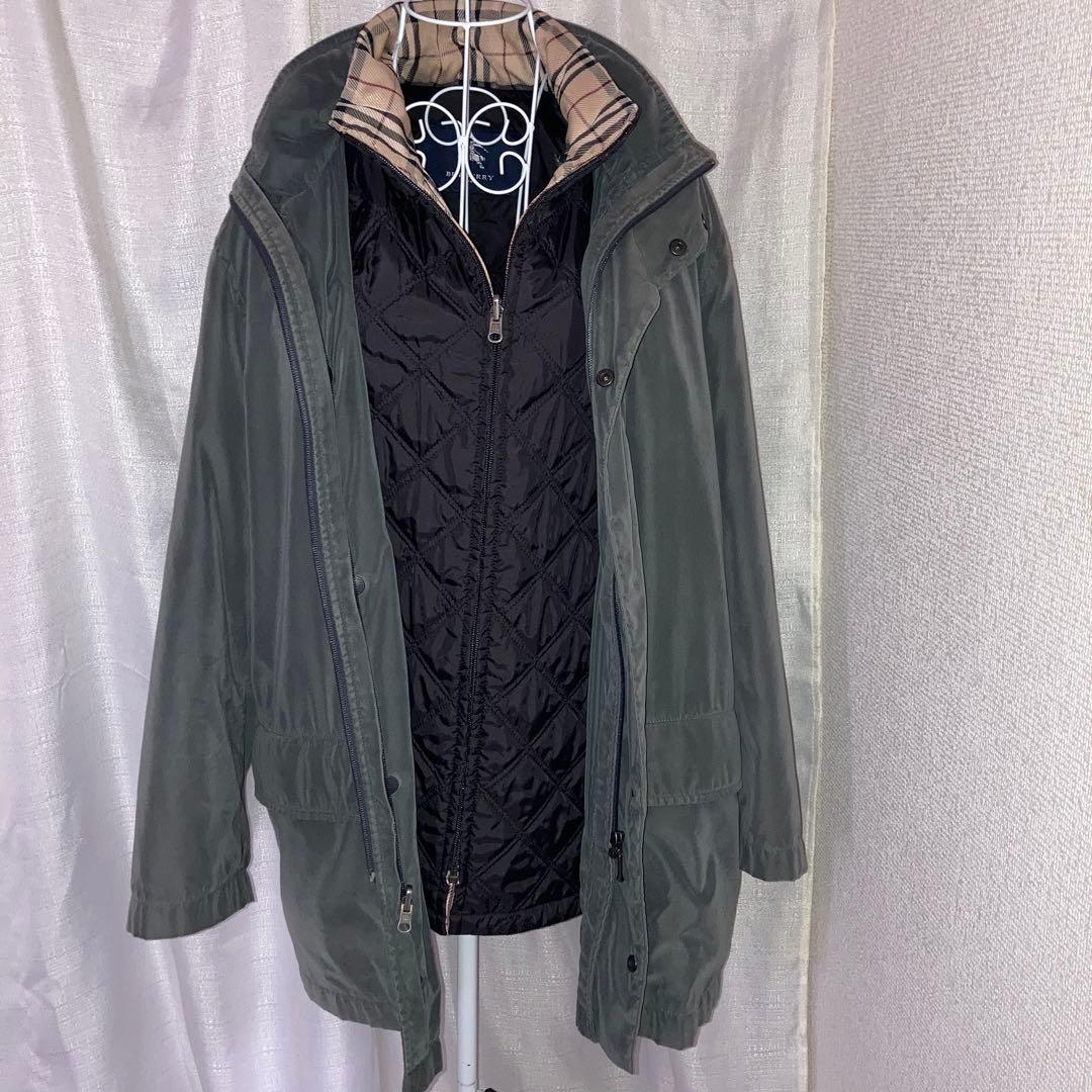 BURBERRY ライナー付コート　ノバチェック　3way フード　グレー系