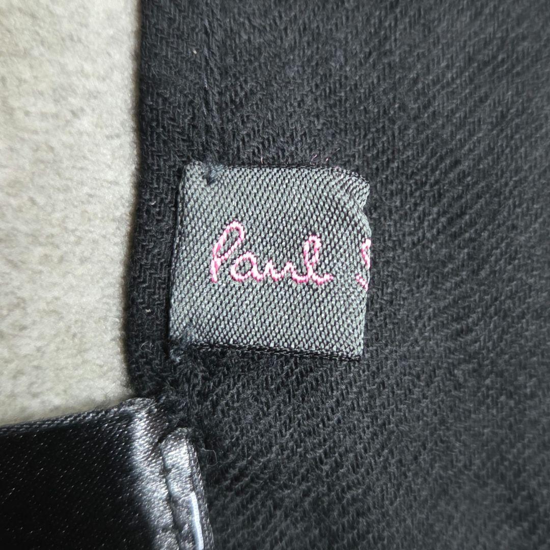 Paul Smithポールスミス ストール ブラック 花柄刺繍 フリンジ ウール
