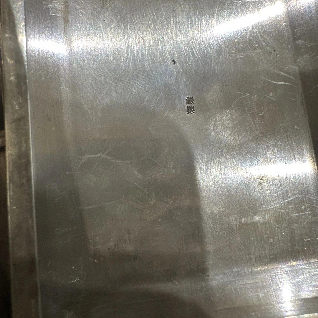 銀製 花装飾 四角形トレイ 155g
