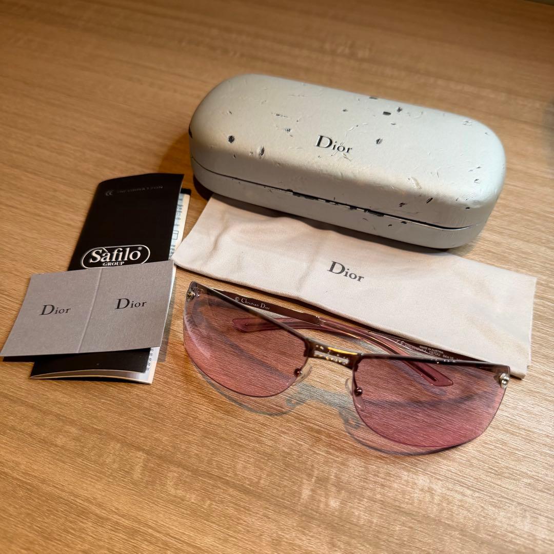 美品　Dior ディオール　サングラス スター　星　リムレス　ピンク　ケース付き