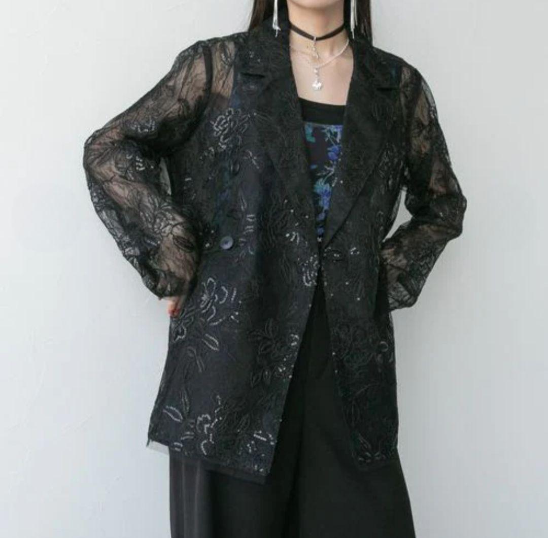 【極美品】HARE flowerレースジャケット スパンコール ブラック