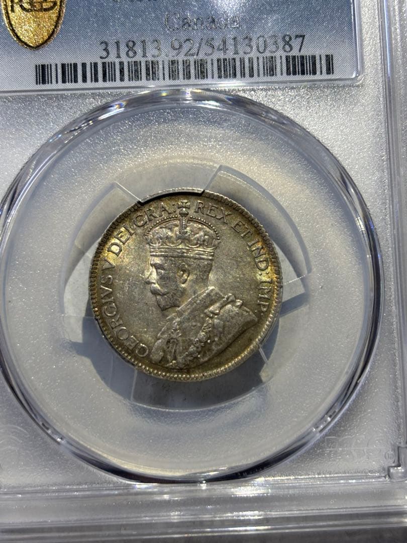 カナダ　25セント銀貨　1934年　極美品　PCGS鑑定済み　古銭　北米