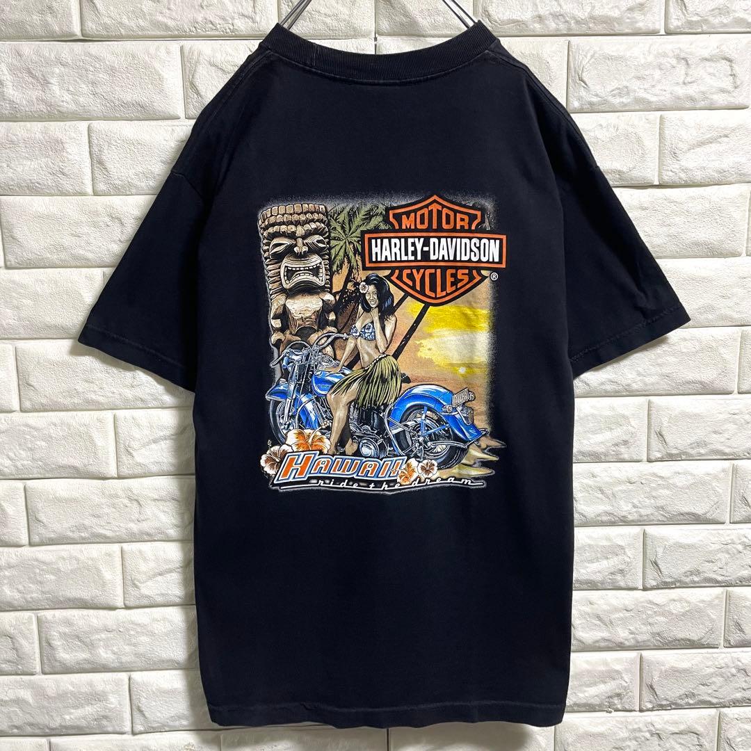 ハーレーダビッドソン　半袖Tシャツ　ハワイプリント　メンズMサイズ