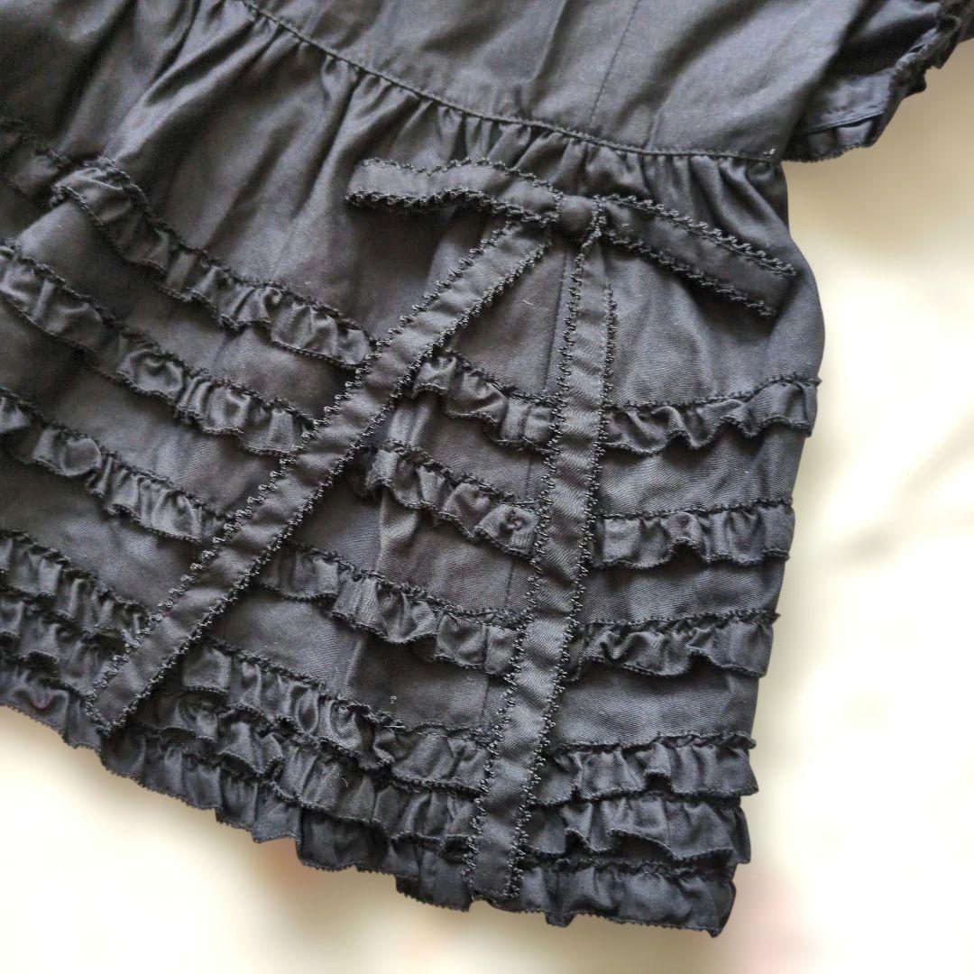 新品 ピンクハウス♥超豪華 リボン付きピコフリル段々スカート／黒