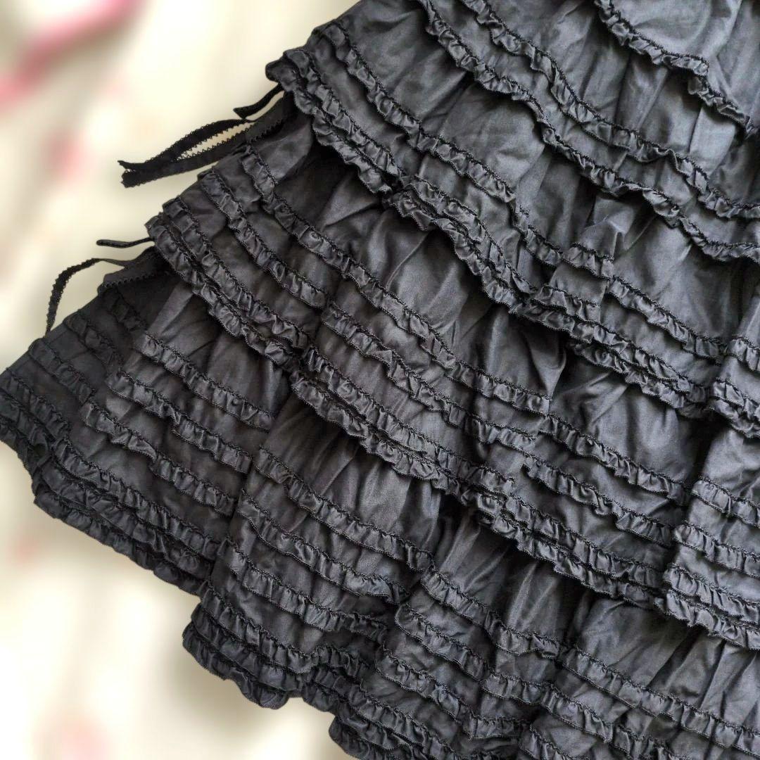 新品 ピンクハウス♥超豪華 リボン付きピコフリル段々スカート／黒