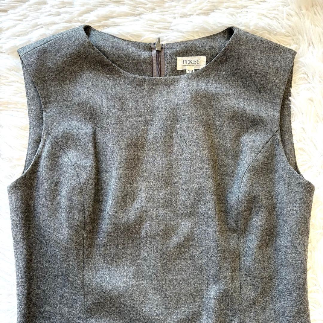 美品✨フォクシー ウール ロングワンピース グレー 38 M 卒園 入学